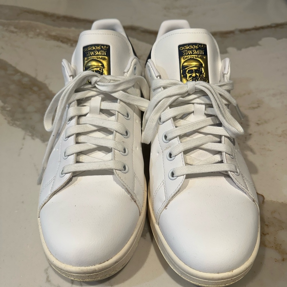 Adidas Stan Smith White and Gold Sneakers